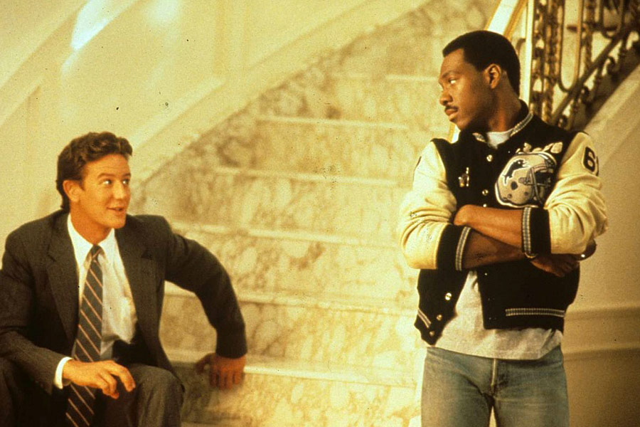 Eddie Murphy and Judge Reinhold in Beverly Hills Cop