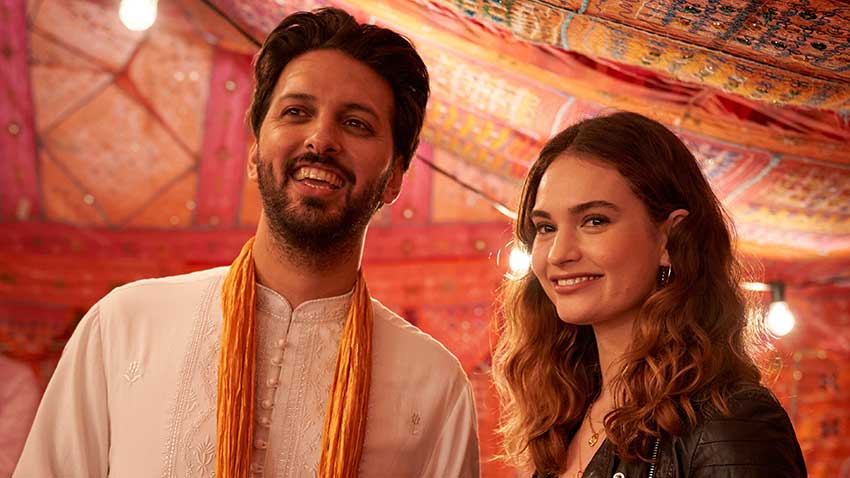 Shazad Latif and Lily James. Photo Credit STUDIOCANAL SAS and Shout Studios